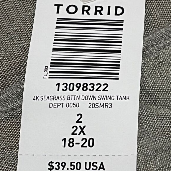 TORRD WOMEN'S SIZE 2 (18/20) SEAGRASS V NECK SWING TANK SUPER SOFT LIGHT NWT - Picture 6 of 8